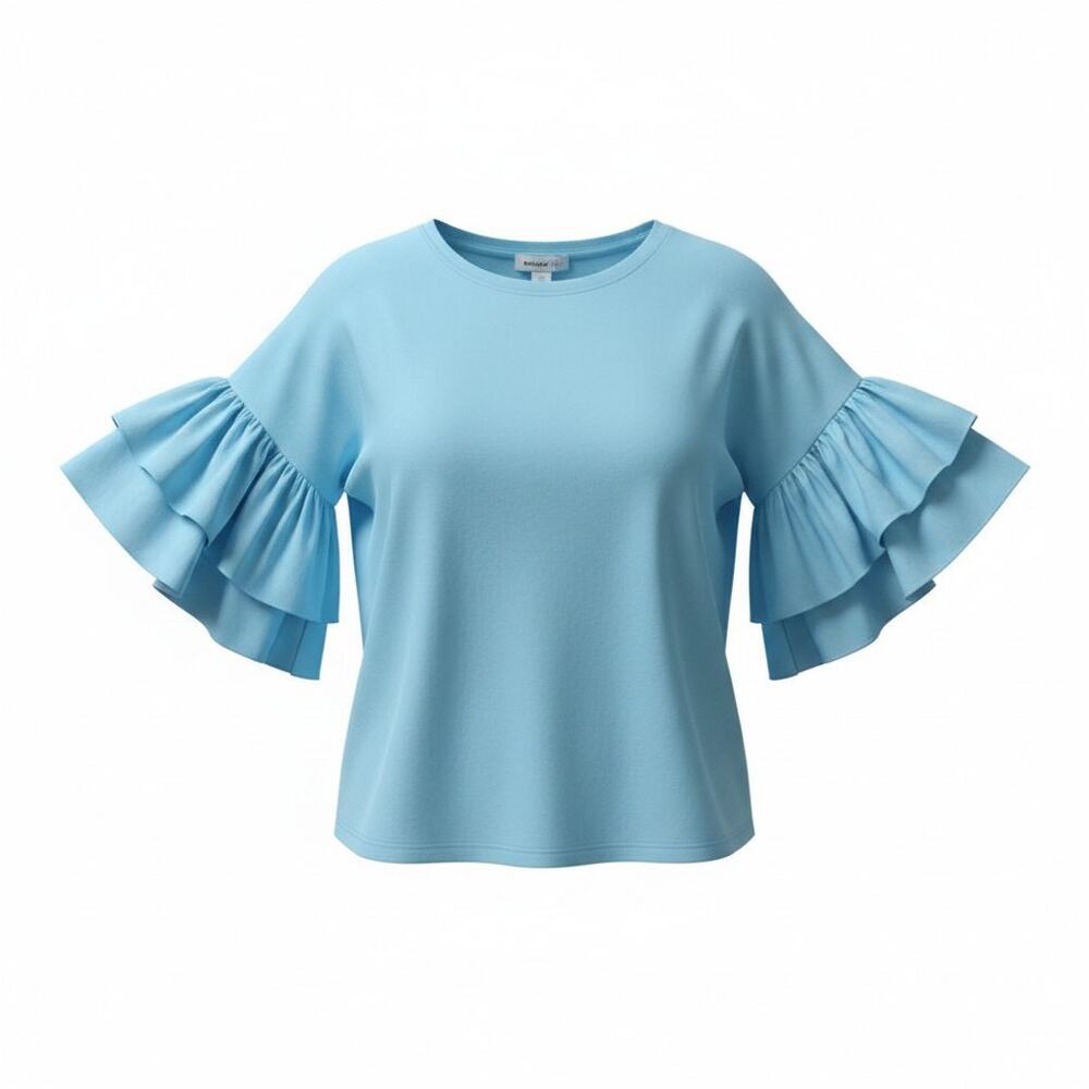 Bailey 44 Blue Ruffle Sleeve Top Women's M Flutter Sleeve Knit